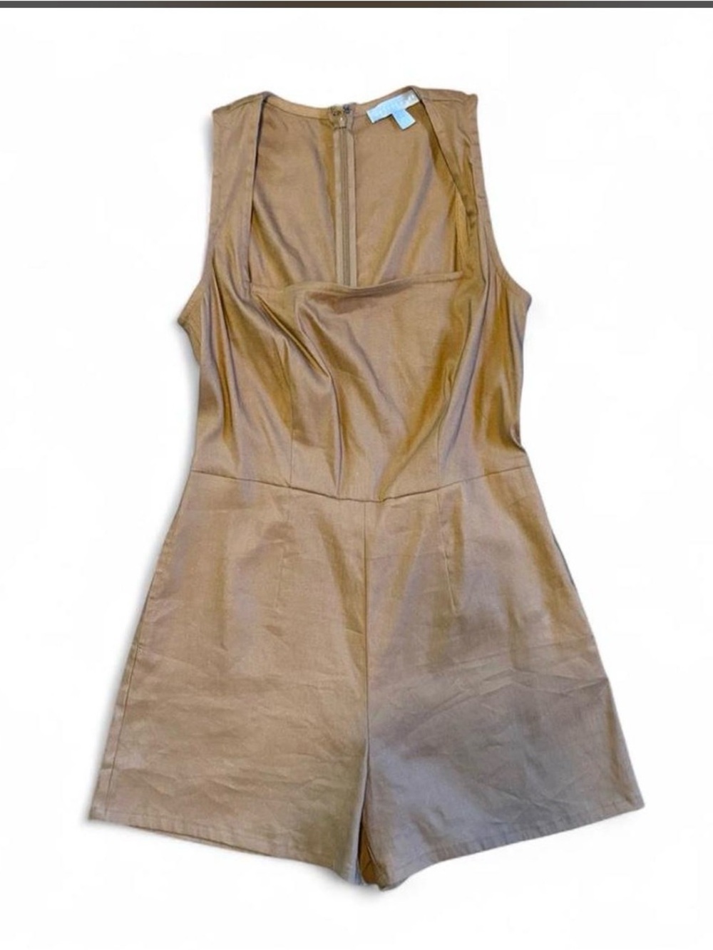 Chelsea28 Tan Sleeveless Romper with pockets